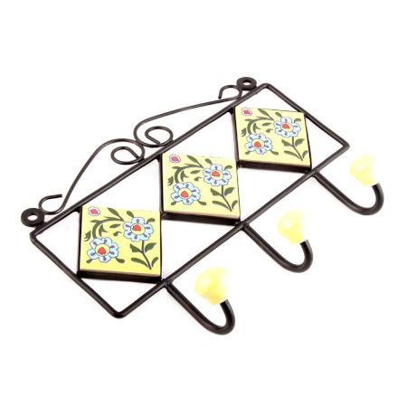 Yellow Turquoise Tiny Flower Tiles Hook